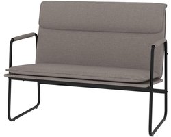 Bankje Stof - Zitbank Halbank - Ontspannen Zitten - Gestoffeerde Rugleuning - 100x64x80 cm - Taupe