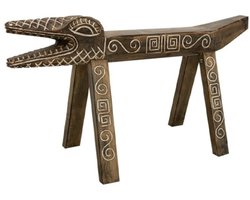 Bankje van Hout - Krokodil - Teakhout - Krokodillenbankje - Bruin - 100 x 32 x 57 cm