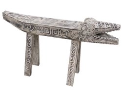 Bankje van Hout - Krokodil - Teakhout - Krokodillenbankje - Wit - 100 x 32 x 57 cm