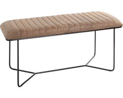 Bankje – Volnerf leder in beige – Zachte zitting, stijlvol ontwerp – 48 cm hoog, 100 cm breed, 38 cm diep