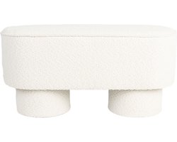 Bankje Wit Bouclé - 93x35x44,5cm - Japandi - Giga Meubel