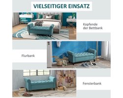Bankje – Zitbank – Opbergbank – Halbank – Vintage Design – Fluweelachtige Afwerking – Groene Kleur – Ruime Opbergruimte