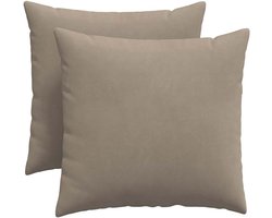 Bankkussen, 2 stuks, taupe, 50 x 50 cm, met ritssluiting, afneembare stoffen bekleding en polyestervezelvulling, moderne decoratie voor woonkamer, slaapkamer of thuiskantoor