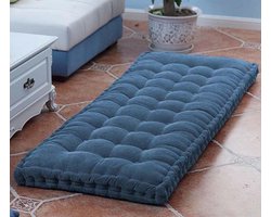 Bankkussen Katoen - Zitkussen Vloerkussen - Comfortabel Zitten - Dik En Warm - 120x40 cm - Blauw