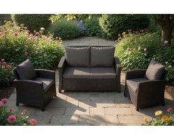 Bankkussen, outdoor zitkussen, voor tuinbank van polyrotan, voor buiten, bankkussen, zitkussen, rotan, schommelbank, antraciet, 100 x 50 x 50 cm-Mobili Bella