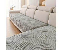Bankkussen set van 2 stuks,3D reliëf golf patroon,pluche bank beschermer,antislip bank zitkussen, wasbare bankhoes,bank sprei voor hoekbank,zachte bankdekens,afmeting 90x160cm + 90x210cm, huisdier vriendelijk,slijtvast,woonkamer decoratie,Grijs