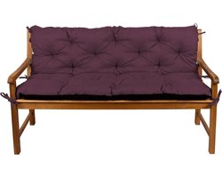 Bankkussen - Zitkussen Rugkussen - Buiten Zitten - Met Bevestigingsbanden - 130x50x50 cm - Paars