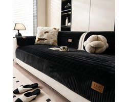 Bankkussen,Geschikt 3 zitplaatsen,antislip bankbeschermer voor huisdieren,wasbare,pluche banksprei,vierkant quilt patroon, meubelbescherming tegen hondenhaar,vlekken en krassen,universeel bank zitkussen,zachte bankdeken voor woonkamer,70x180cm,Zwart