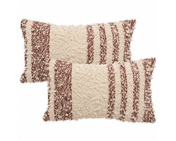 Bankkussens - Decoratieve Kussens - Sierkussens Set van 2 - Lusstructuur - Rits - Wasbaar - Binnengebruik - Voor Bank, Bed en Fauteuil - Woonkamerdecoratie - Slaapkamer - Polyester - 30 x 50 cm - Tonkabruin
