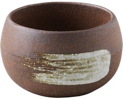 Banko Serie – Kleine Handgemaakte Keramische Bonsaipot met Waterafvoergat 10 cm – Made in Japan – Bonsaiboom Kleine Tuinplanten Japanse Bloem Vetplanten Kamerplanten – Witte Vegen