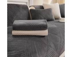 Bankovertrek Antislip - Bankhoes Sofadekbed - Woonkamer Beschermen - Ultra Stretch Flanel - Universeel - Donkergrijs