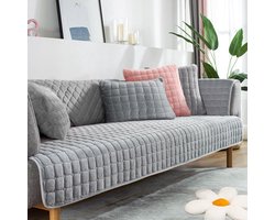 Bankovertrek voor 1-2-3-4-zitsbanken en L-vormige hoekbanken - universele antislip bankhoes met dikke gestructureerde stof voor woonkamer