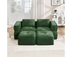 Bankset - 198x162x67 cm - Groen - Polyester - Zachte Zit - Modulaire Bank - Met Chaise Longue