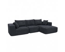 Bankset MCW-P20, 3-zitsbank Loungebank, stof/textiel corduroy (370 g/m²) Ligvlak rechts ~ donkergrijs