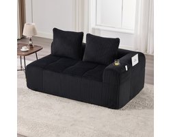 Bankstel - 2-zits - Sofa zonder Montage - Zijvak en Bekerhouders - Ribstof - Grijs