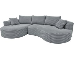 Bankstel MCW-P19, 3-zitsbank Loungebank, stof/textiel corduroy (370 g/m²) Ligvlak links ~ lichtgrijs
