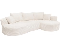 Bankstel MCW-P19, 3-zitsbank Loungebank, stof/textiel corduroy (370 g/m²) Ligvlak rechts ~ wit