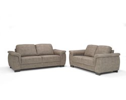 Bankstel Robin – 2,5 zits + 2 zits – Texas Stof – Zachte Lederlook – Duurzaam & Comfortabel Bankstel – Taupe