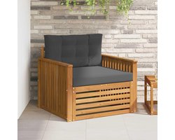 Bankstel van massief acaciahout en polyester in natuurlijke kleur, duurzame tuinset met weerbestendig oppervlak voor terras en tuin, modulair design