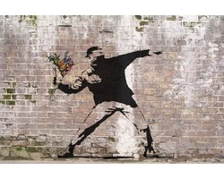 BANKSY Flower Thrower on Wall Canvas Print