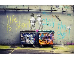 Banksy Life Is Short - Chill The Duck Out Peeing Boys, Het Leven is Kort - Chill Out Plassende Jongens Canvas Print