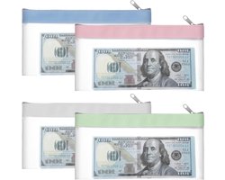 Banktassen Set van 4 - Rits Kleine Etui voor Pennen en Cosmetica - Transparant en Waterdicht - Ideale Portemonnee voor Briefpapierecessoires