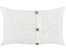 BANORI - Set van 2 sierkussens - Wit - 30 x 50 cm - Linnen
