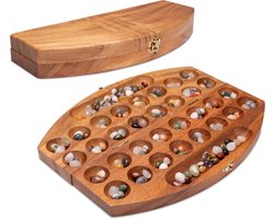 Bao Spel Maat L voor Twee Spelers - Ovaal Mankalabord met 75 Edelstenen en Metalen Sluiting