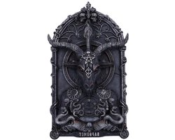 Baphomet Wanddecoratie - Gothic Decoratie Wandbord - Wanddecoratie - Driedubbele Gehoornde Godheid - 30.5 x 30.5 cm - Zwart-Grijs