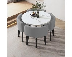 Bar Tafel Set 5-delig met 4 Stoelen – Moderne Keuken Ontbijt Barset voor Eetkamer, Woonkamer & Kleine Ruimtes – Compacte Eettafel Set – Urban Dining Bar Set HomebyNicole