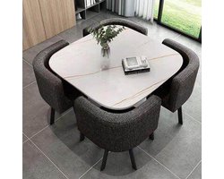 Bar Tafel Set Compact Grijs – Ruimtebesparende Keuken & Ontbijt Bar met Stoelen – Moderne Eet- en Werkplek voor Kleine Ruimtes, Kantoor & Balkon HomebyNicole