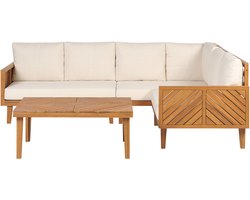 BARATTI - Loungeset voor 4 - Lichtbeige - Acaciahout