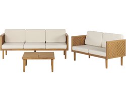 BARATTI - Loungeset voor 5 met salontafel - Lichtbeige - Acaciahout