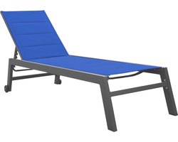 BARBADOS ligstoel in donkerblauw textilene - aluminium antraciet