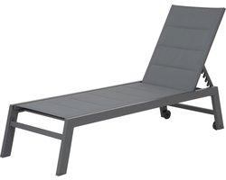 BARBADOS ligstoel in grijs textilene - aluminium grijs antraciet