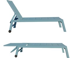 BARBADOS Ligstoel in lichtblauw textilene - lichtblauw aluminium
