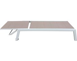 BARBADOS ligstoel in taupe textilene - wit aluminium