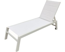 BARBADOS ligstoel in wit textilene - wit aluminium