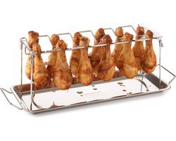 Barbecook Kippenvleugelhouder - Kiphouder - Inclusief Vetopvangbakje - RVS - Chroom - Inox