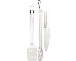 Barbecook Premium set met spatel, chef mes en tang uit rvs 45.7cm