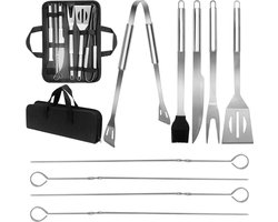 Barbecue-accessoires voor buitenkeuken - 9-delige roestvrijstalen barbecueset camping bbq gereedschap