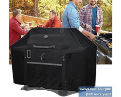 Barbecue Grill Cover 132x66x109 CM 420D Heavy Duty Waterdicht BBQ Hoes met klittenband voor Outdoor Barbecues - Winddicht UV Bestand & Scheurbestendig Zwart