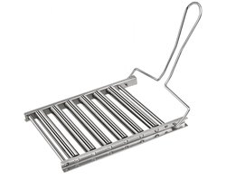 barbecue grillmand-Barbecue Grill-BBQ-rek - BBQ-worstmand - BBQ-hotdogroller - Kan 5 hotdogs tegelijk bevatten Metalen BBQ-worstrek met lange steel - BBQ-cadeaus - Accessoires voor buiten voor heren - Feestkeuken Campinggadgethouder - 1 stuk