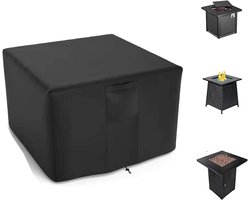 Barbecuekap - BBQ-hoes - Vuurkorf Hoes vierkant - voor vuurkorf 71-82 cm - waterdichte vierkante vuurkorf hoes voor buiten - volledig dekkende patio vuurkorfhoezen - vierkante - zware 420D Oxford-stof hoes - voor buitenhaarden - zwart - 82*82*61 cm
