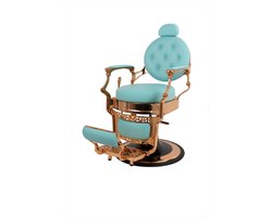 Barberstoel Utrecht – 039 Blue – Rose Gold Frame – Luxe Retro Kappersstoel – Hydraulisch verstelbaar – DITA