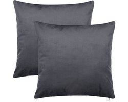 Barbons kussenhoes 45x45 - set van 2 kussenhoesjes - kussensloop - antraciet