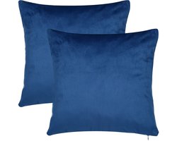Barbons kussenhoes 45x45, set van 2 kussenhoesjes, kussensloop, koningsblauw