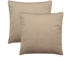 Barbons kussenhoes 45x45, set van 2 kussenhoesjes, kussensloop, lichtbruin