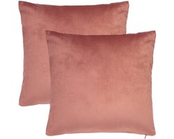 Barbons kussenhoes 45x45 - set van 2 kussenhoesjes - kussensloop - oudroze
