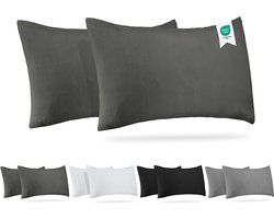 Barbons kussensloop 40 x 60 set van 2, Jersey 165 g/m² kussenhoes, 100% Katoen, antraciet